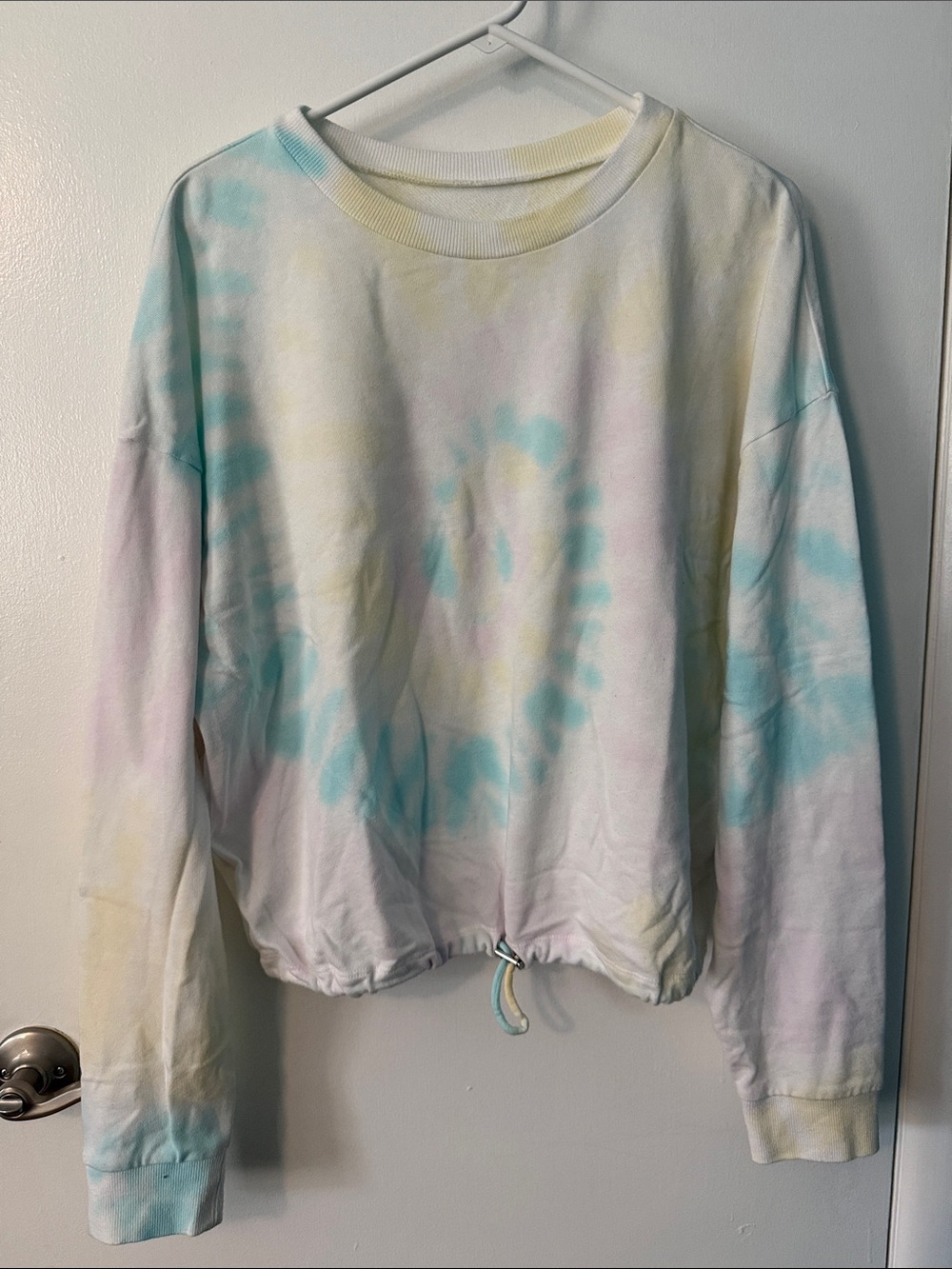 Pastel Tie-Dye Crewneck Sweater in Blue, Pink & Yellow